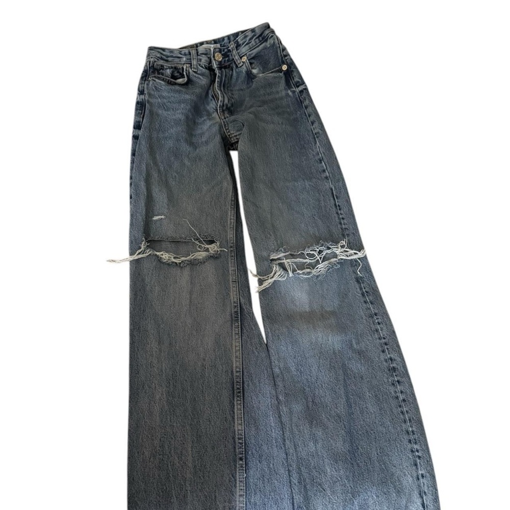 Zara High Rise Blue Distressed Denim